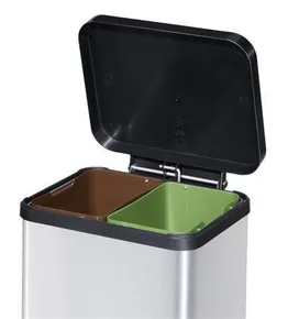 Odpadkový koš pro tříděný odpad, kovový, 2x11 litrů, VEPA BINS, šedý